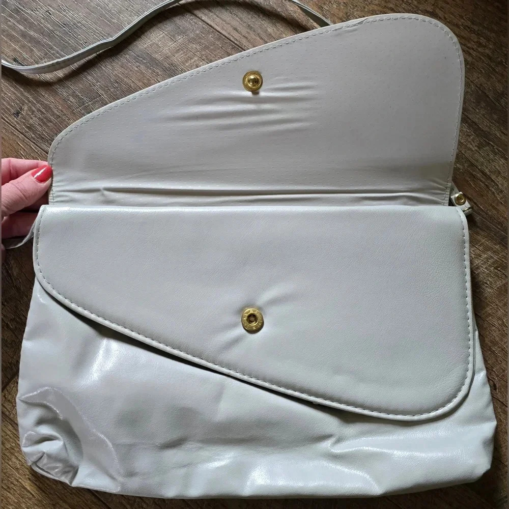 Vintage 1980s Light Gray Purse Handbag Clutch - Picture 2 of 8